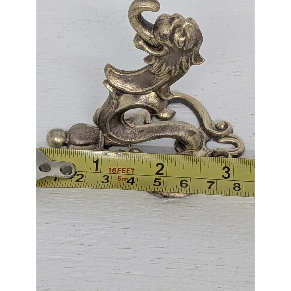 Antique Victorian Cast Brass Lion Gargoyle Wall Hook Coat Hat Gothic Mythical